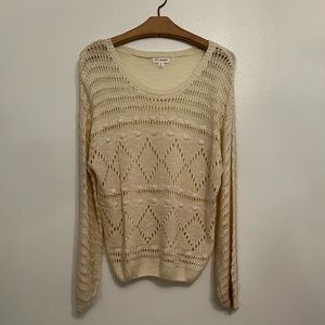 Blue Pepper Cream Knit Low Neck Sweater